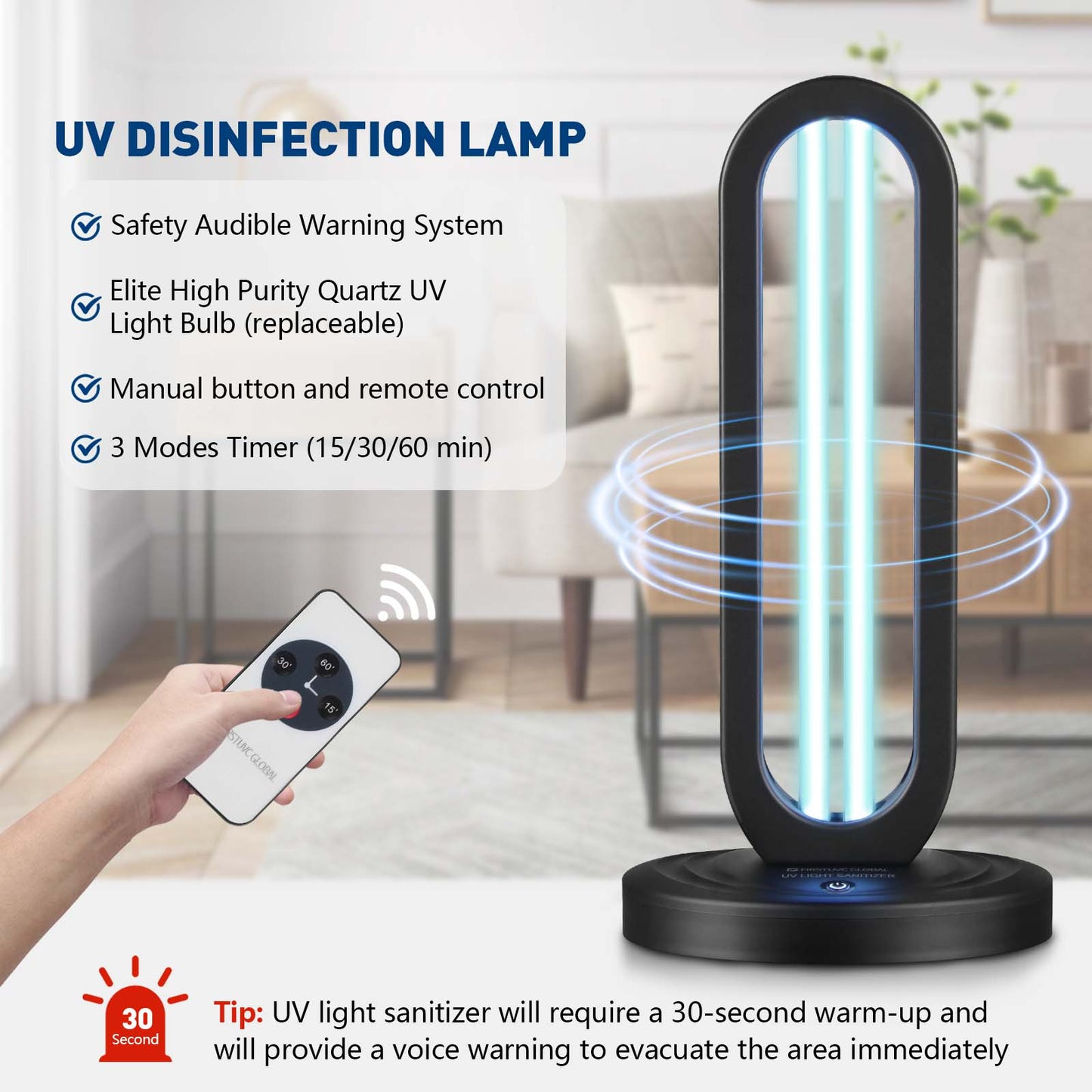 Firstuvc Global UV Light Sanitizer with Audible Warning