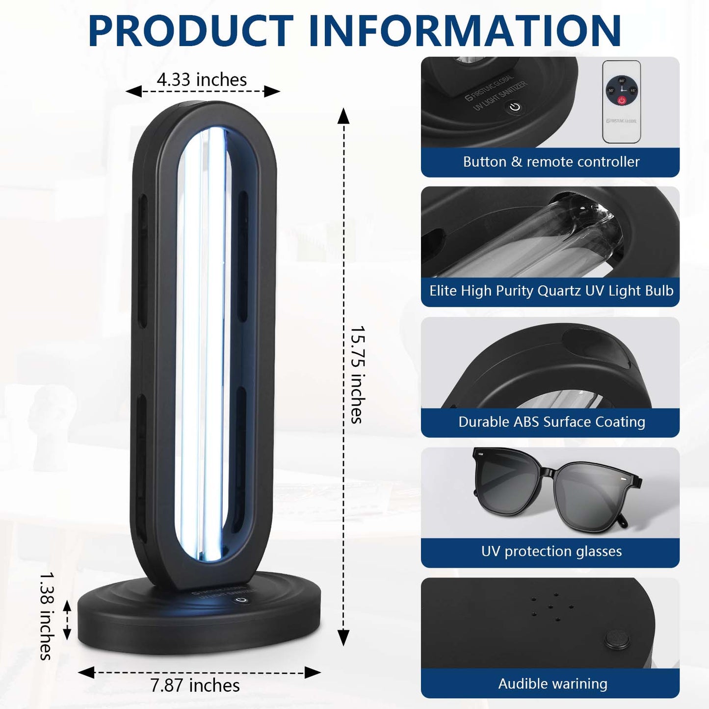 Firstuvc Global UV Light Sanitizer with Audible Warning