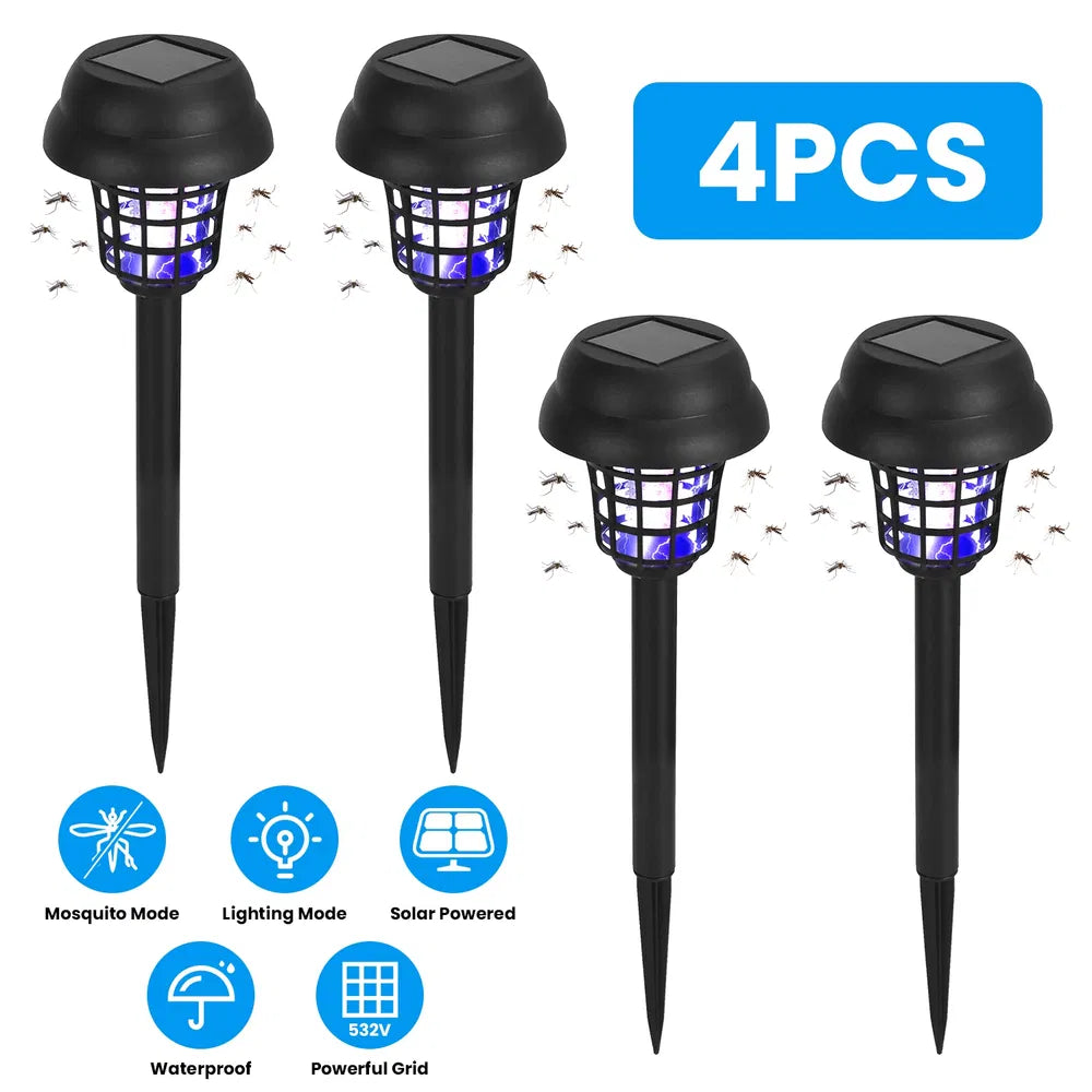Waterproof UV Light  4 Pack Solar Powered Mosquito Zapper Outdoor Insect Killer